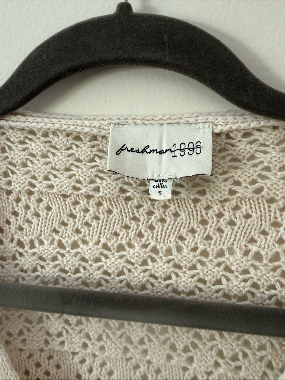 Boho Coastal Cream Ivory Open-Knit V-Neck Summer Sweater Beach Coverup Sz Sm - Picture 2 of 13